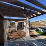Tab-top cabana curtains in Sunbrella® fabric, color: “Bliss Linen”