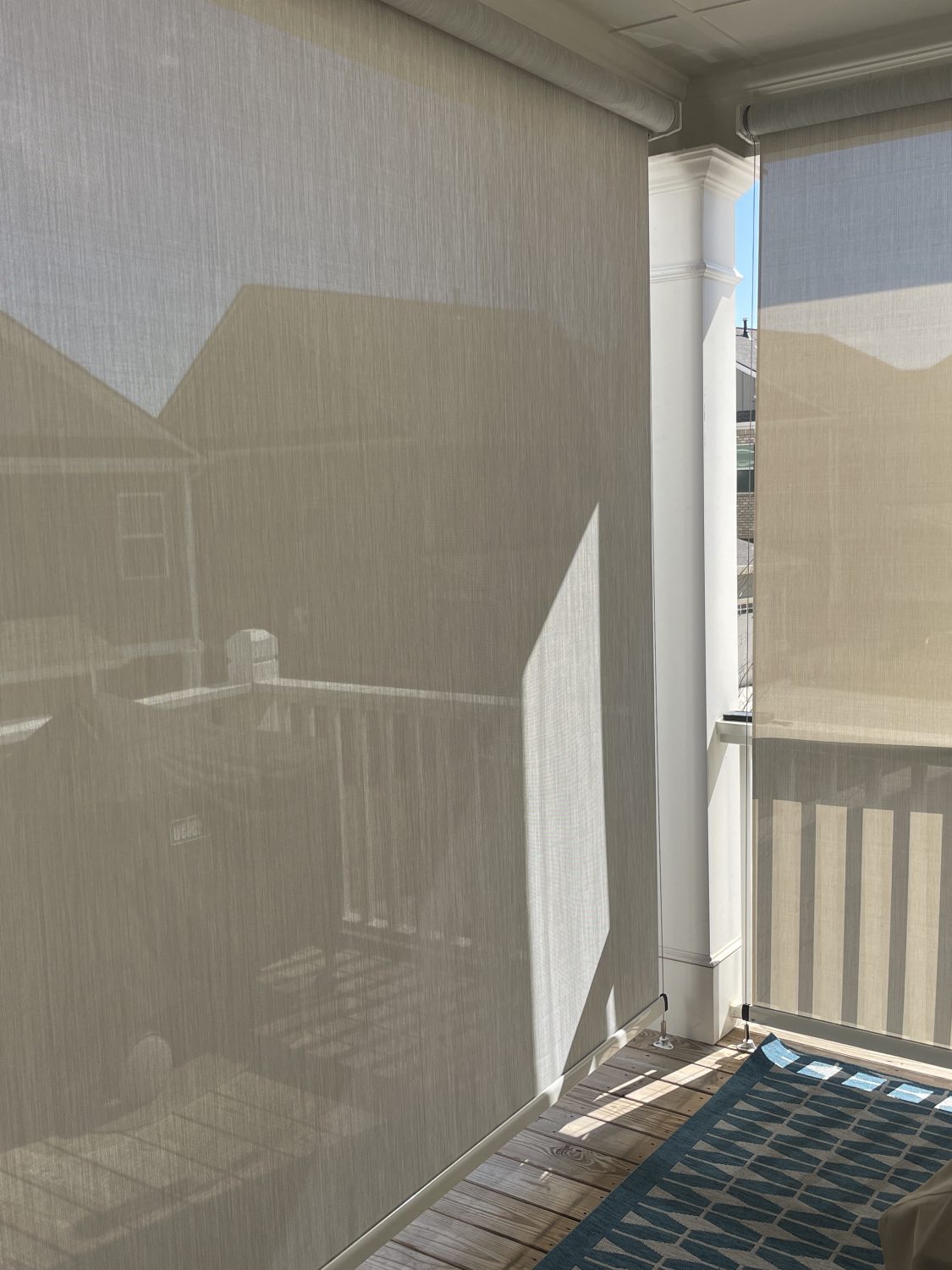 Manual rolled "Stone Texture" Textilene Nano 95 sun screen.